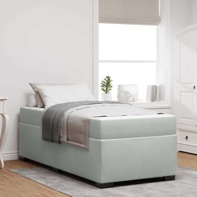 Estructura de cama con colchón Gris claro 80 x 200 cm