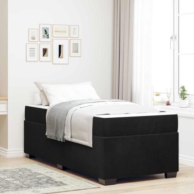 Estructura de cama con colchón Negro 80 x 200 cm Terciopelo