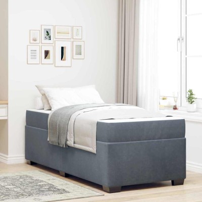 Estructura de cama con colchón Gris oscuro 90 x 190 cm