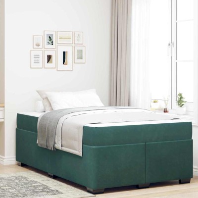 Estructura de cama con colchón Verde oscuro 120 x 190 cm