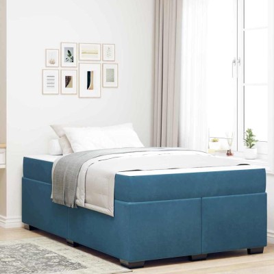 Estructura de cama con colchón Azul oscuro 120 x 190 cm