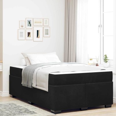 Estructura de cama con colchón Negro 120 x 200 cm Terciopelo