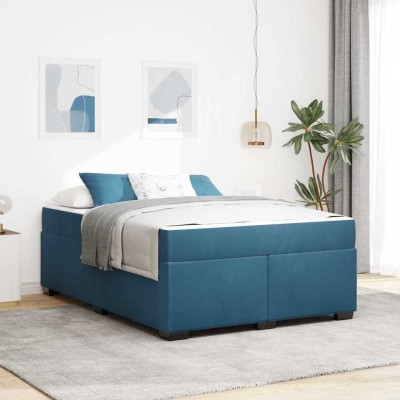 Estructura de cama con colchón Azul oscuro 140 x 200 cm