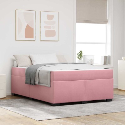 Estructura de cama con colchón Rosa 160 x 200 cm Terciopelo