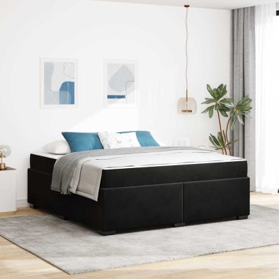 Estructura de cama con colchón Negro 180 x 200 cm Terciopelo