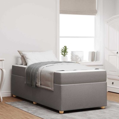 Estructura de cama con colchón Taupé 80 x 200 cm tela