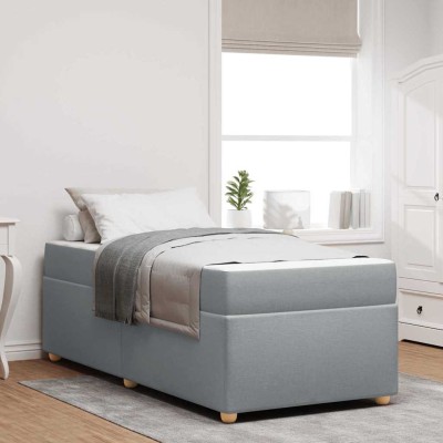 Estructura de cama con colchón Gris claro 90 x 190 cm tela