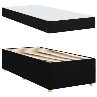 Estructura de cama con colchón Negro 100 x 200 cm tela