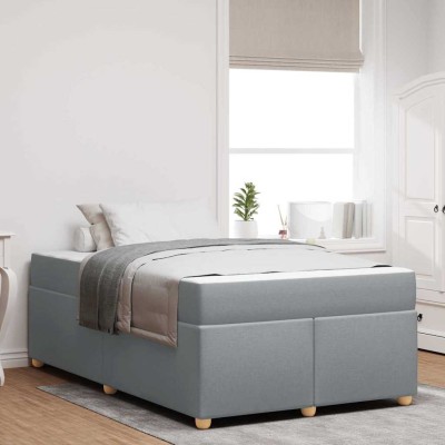 Estructura de cama con colchón Gris claro 120 x 200 cm tela