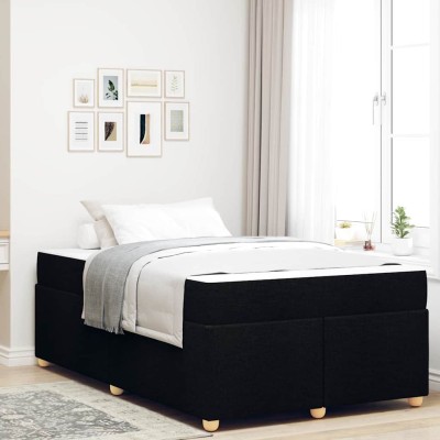 Estructura de cama con colchón Negro 120 x 200 cm tela