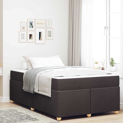 Estructura de cama con colchón Marrón oscuro 120 x 200 cm tela