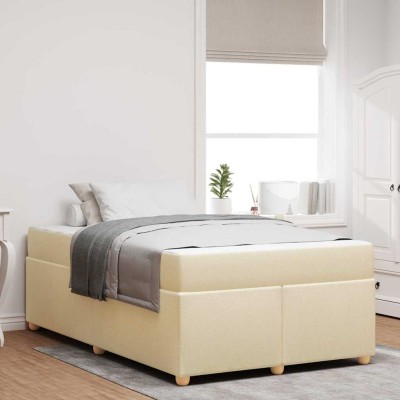 Estructura de cama con colchón Crema 120 x 200 cm tela