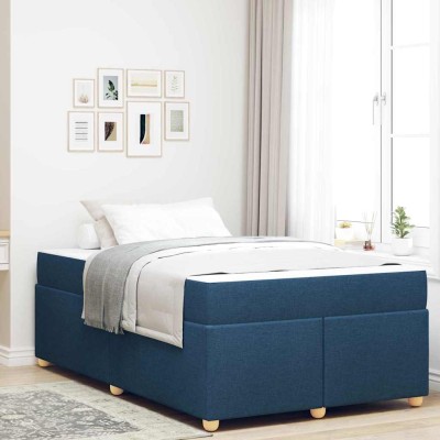 Estructura de cama con colchón Azul 120 x 200 cm tela
