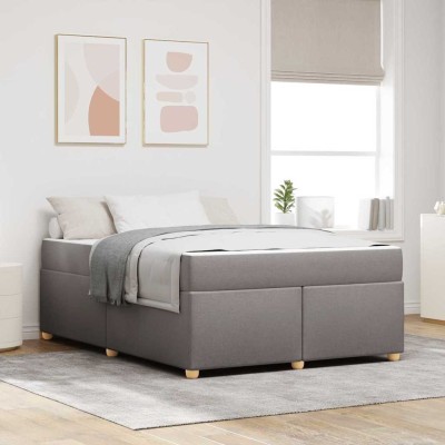 Estructura de cama con colchón Taupé 140 x 200 cm tela