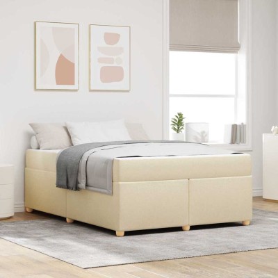 Estructura de cama con colchón Crema 140 x 200 cm tela