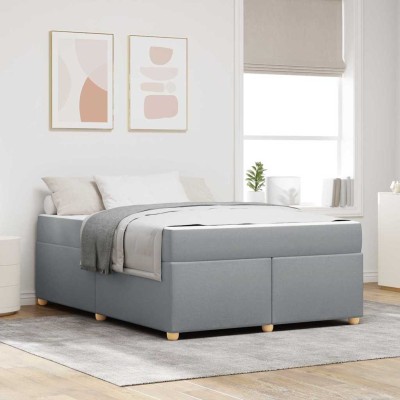 Estructura de cama con colchón Gris claro 160 x 200 cm tela