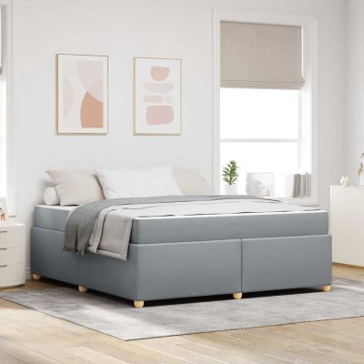 Estructura de cama con colchón Gris claro 180 x 200 cm tela