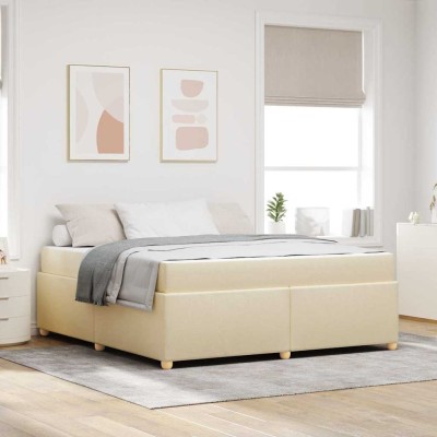 Estructura de cama con colchón Crema 180 x 200 cm tela