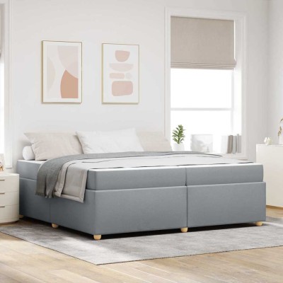 Estructura de cama con colchón Gris claro 200 x 200 cm tela