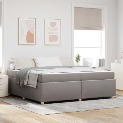 Estructura de cama con colchón Taupé 200 x 200 cm tela