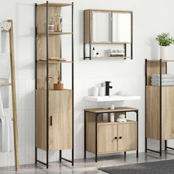 Juego de muebles de baño 3 pcs Roble Sonoma 33 x 33 x 185.5 cm