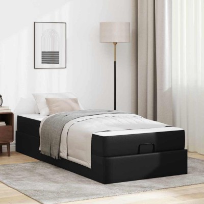 Estructura de cama con colchón con colchón Negro 100 x 200 cm