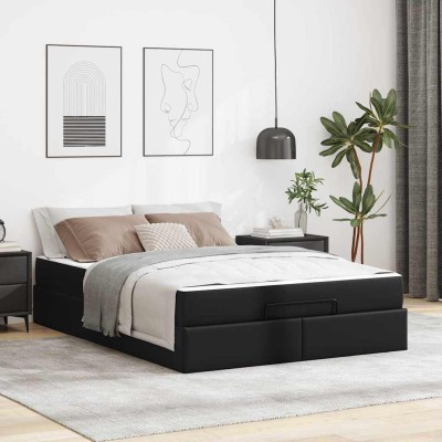 Estructura de cama con colchón con colchón Negro 140 x 200 cm