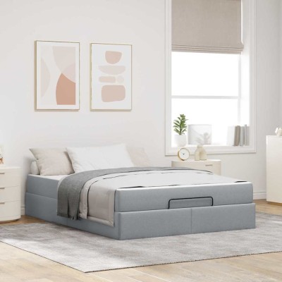 Estructura de cama Gris claro 160 x 200 cm tela