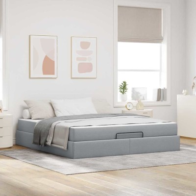 Estructura de cama Gris claro 180 x 200 cm tela