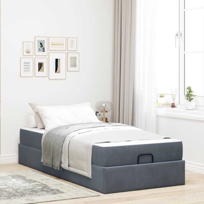 Estructura de cama Gris oscuro 90 x 200 cm Terciopelo