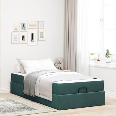Estructura de cama Verde oscuro 90 x 200 cm Terciopelo