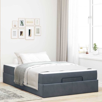 Estructura de cama Gris oscuro 120 x 200 cm Terciopelo