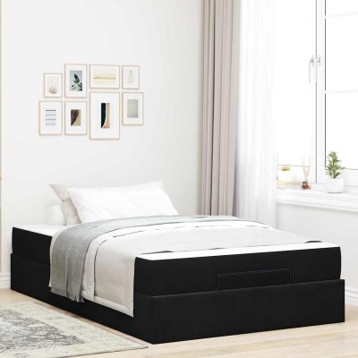 Estructura de cama con colchón Negro 120 x 200 cm Terciopelo