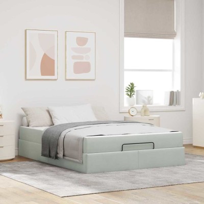 Estructura de cama Gris claro 140 x 200 cm Terciopelo