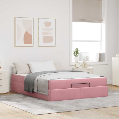 Estructura de cama Rosa 140 x 200 cm Terciopelo