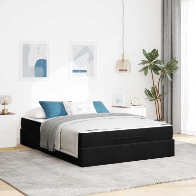 Estructura de cama Negro 160 x 200 cm Terciopelo