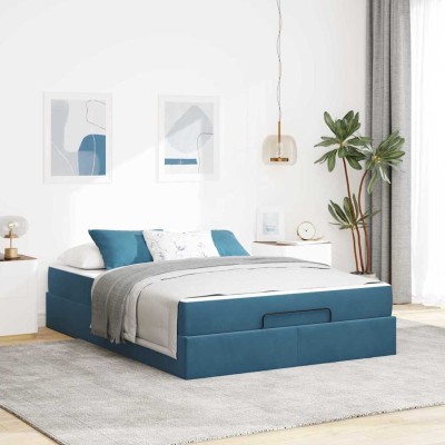 Estructura de cama Azul 160 x 200 cm Terciopelo