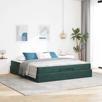 Estructura de cama Verde oscuro 180 x 200 cm Terciopelo