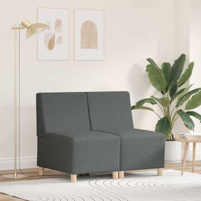 Unidad de Sofá Modular sin Brazos 2 pcs Gris oscuro