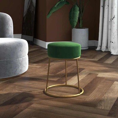 Hocker redondo verde terciopelo