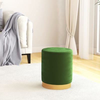 Taburete redondo verde terciopelo 31 x 37 cm