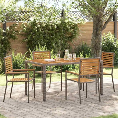 Sillas apilables de jardín 4 pcs Marrón y gris