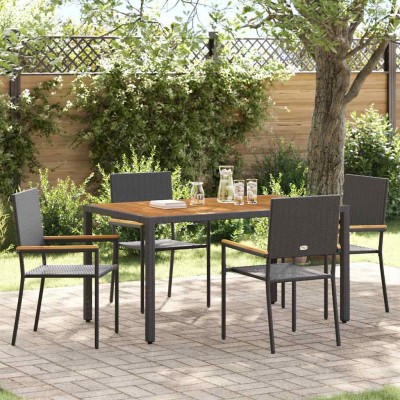 Sillas apilables de jardín 4 pcs Negro y Marrón
