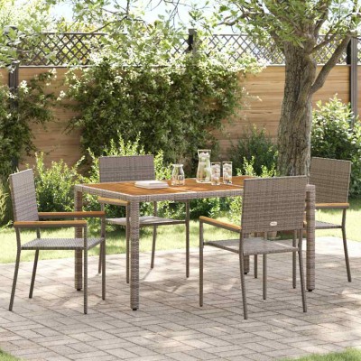 Sillas apilables de jardín 4 pcs Gris y marrón