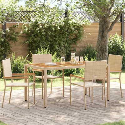 Sillas apilables de jardín 4 pcs Crema y marrón