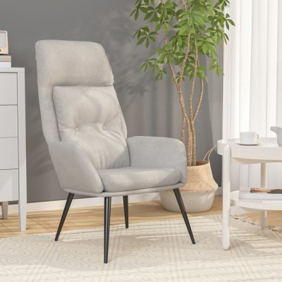 Sillón de relax de cuero sintético de ante gris claro