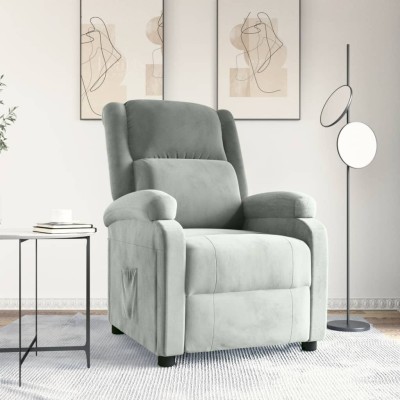 Sillón reclinable de terciopelo gris claro