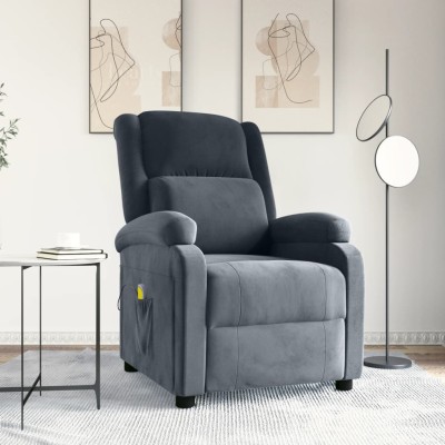 Sillón de masaje terciopelo gris oscuro