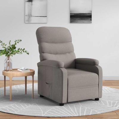 Sillón reclinable de tela gris taupe
