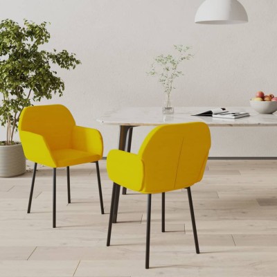 Sillas de comedor 2 unidades terciopelo amarillo